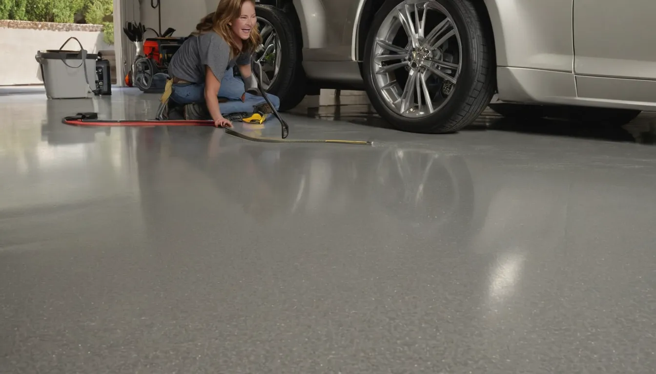 Homeowner and provider looking over a freshly coated epoxy garage floor in a Anaheim home
